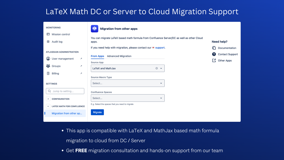 Migrate LaTeX and MathJax based formula from DC or Server to Confluence Cloud with this app. Get free consultation and hands-on support: https://cal.com/narva