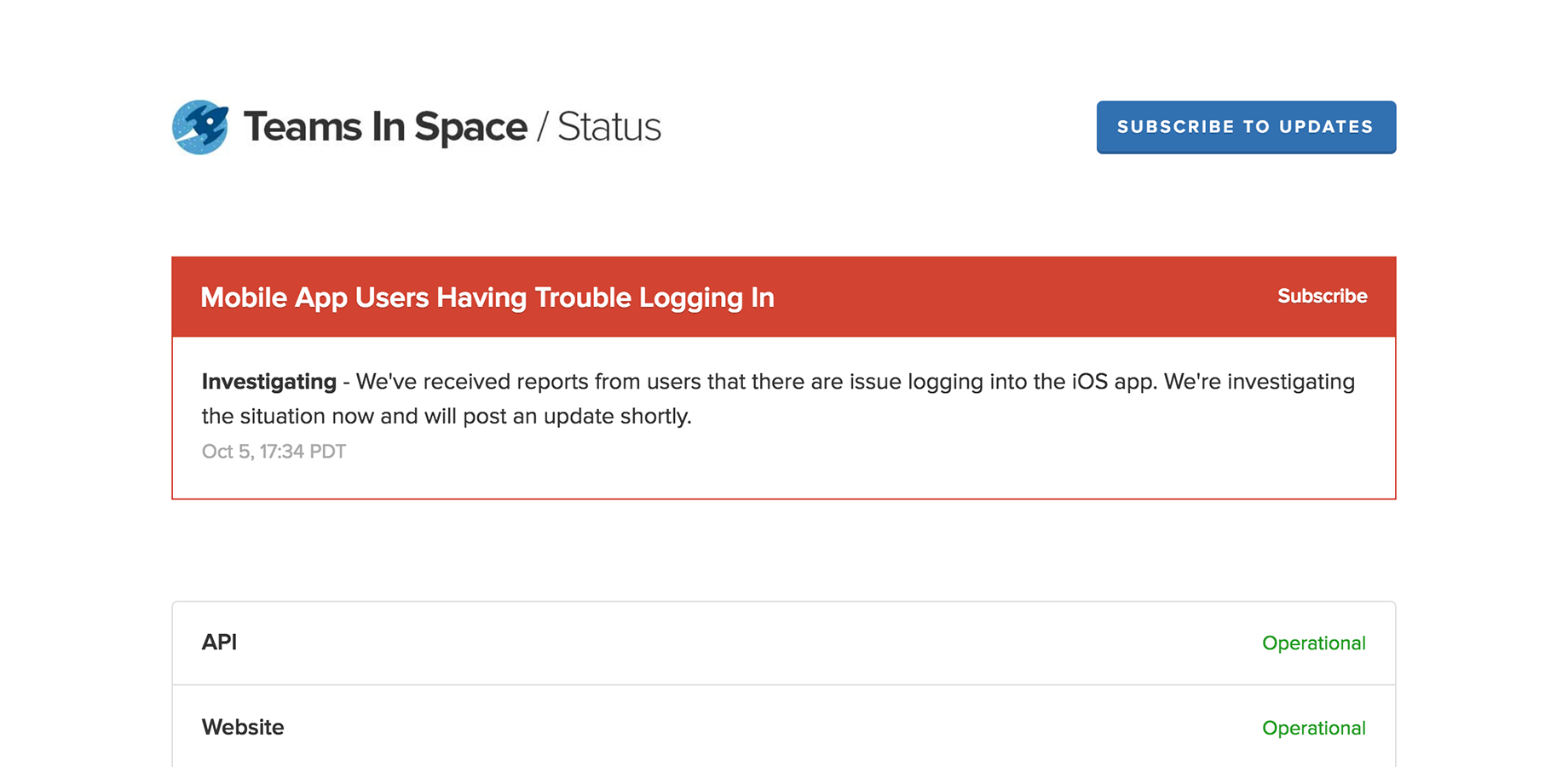 Provide more details on your status page